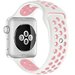 Curea iUni compatibila cu Apple Watch 1/2/3/4/5/6/7, 42mm, Silicon Sport, Alb/Roz Pal